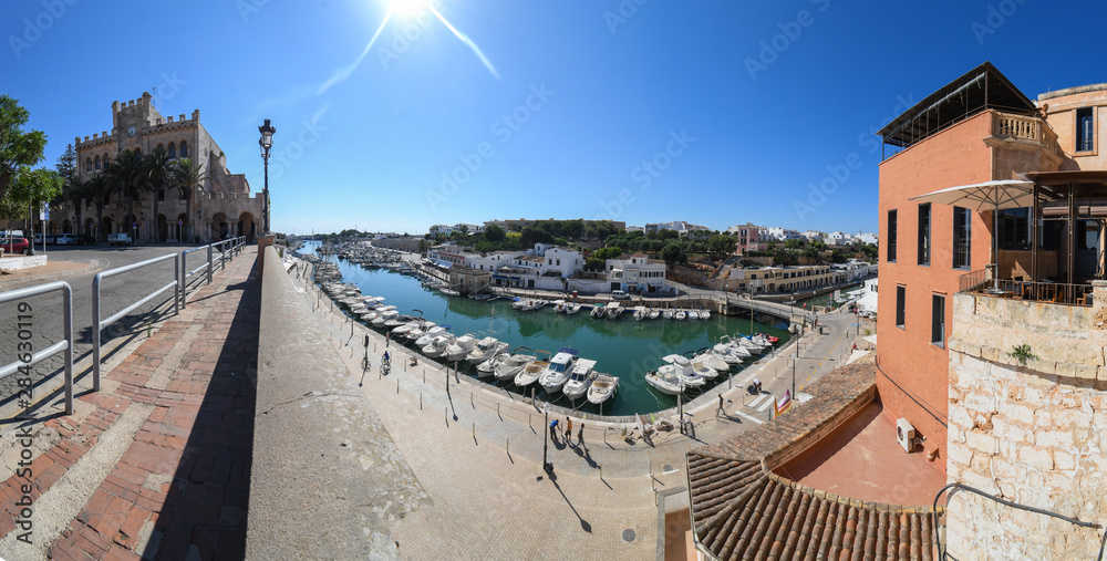 Panoramic view of the Ciudadela marina in Menorca
