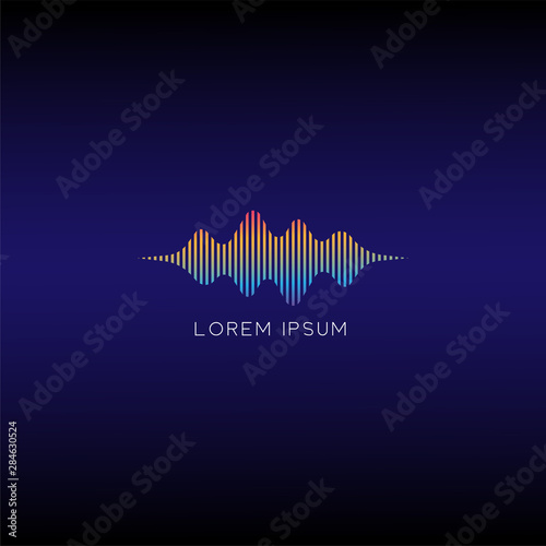 Liquid Sound Wave Logo Design, Audio Design Template, Musical Logo Vector, Modern Logo, Blue, Orange, Colorfull