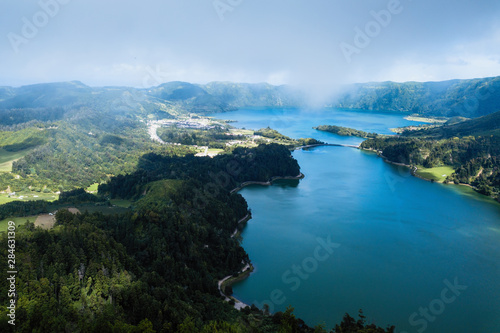 View of Lakes in Sete Cidades on San Miguel island - Portugal.