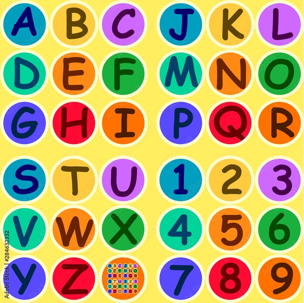 Flat alphabet rounded. Isolated Vector illustration symbol abc