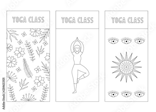 Set of yoga cards. Vector isolated illustration.