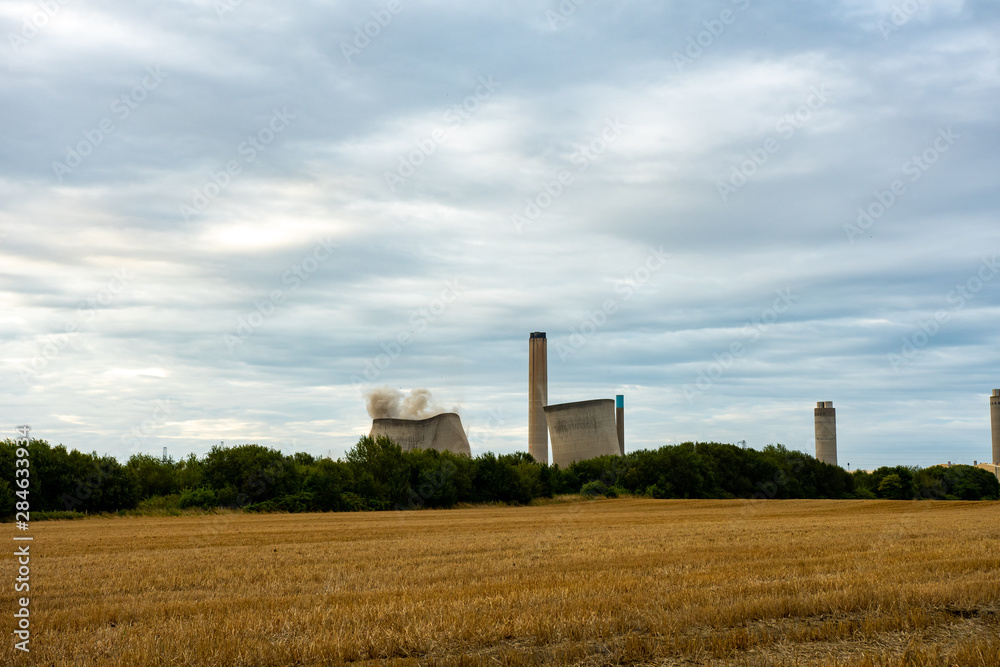 Didcot inactive power plant cooling towers collapse during demolition at 18th of August 2019