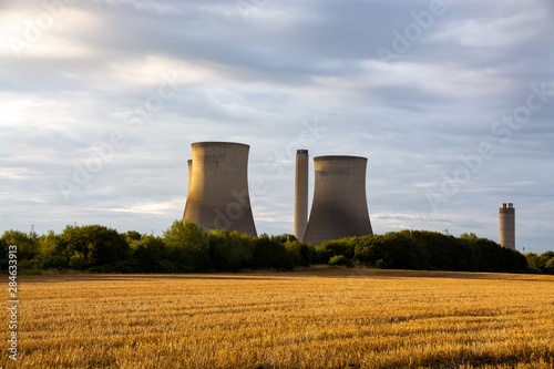 Didcot inactive power plant cooling towers the morning before demolition at 18th of August 2019