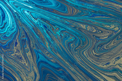 Abstract Blue Acrylic pour Liquid marble surfaces Design.