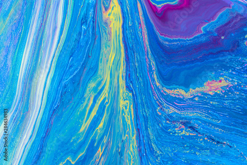 Abstract Blue Acrylic pour Liquid marble surfaces Design.