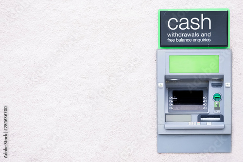 Cash point machine ATM automated free withdrawal in wall