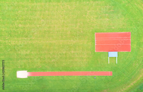 Golf practise putting and driving range aerial view from above photo