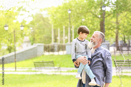 Cute little boy with grandfather in park © Pixel-Shot