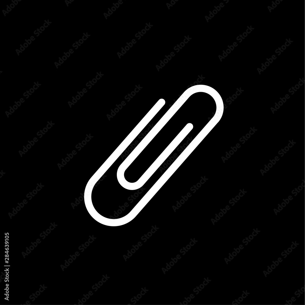 Paper clip, white color isolated on black background. School element vector Paper clip, white color isolated on black background. School element vector
