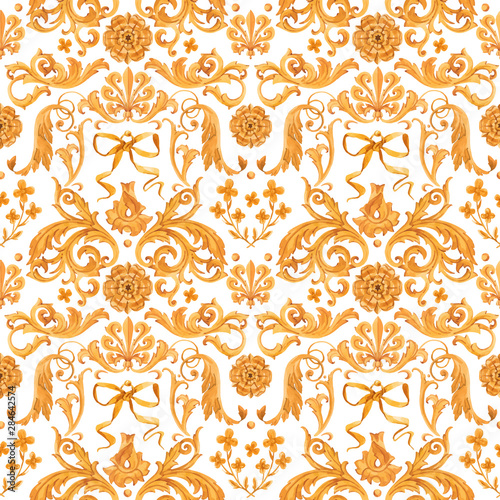 Golden baroque rich luxury vector pattern