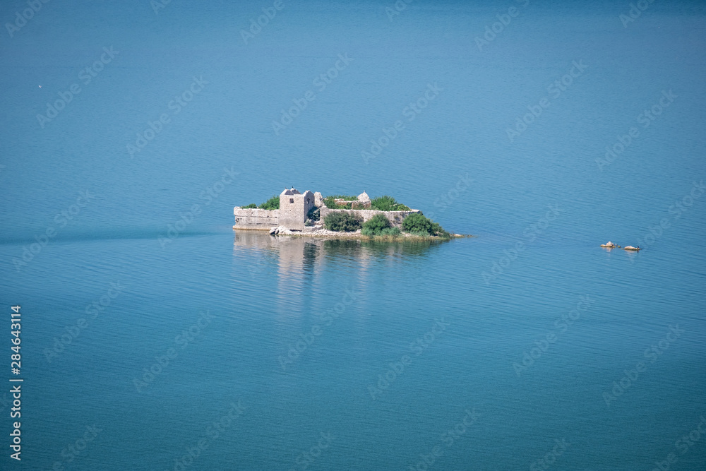 Skadar lake, Montenegro - landscape with Turkish fortress.