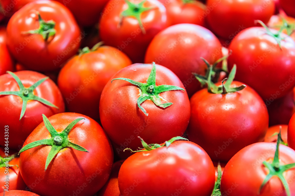 Fresh organic tomatoes on the street stall Fresh organic tomatoes on the street stall