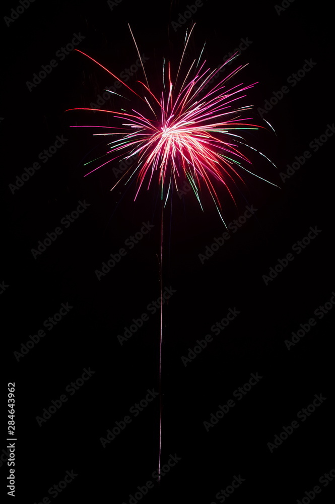 Fireworks against a dark black background, new years eve, fourth of July