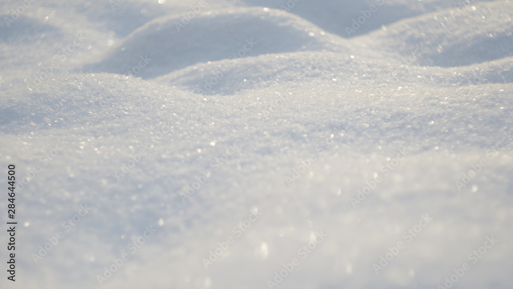 The surface of the sparkling fresh white snow. Frosty morning, free space for text. The surface of the sparkling fresh white snow. Frosty morning, free space for text.