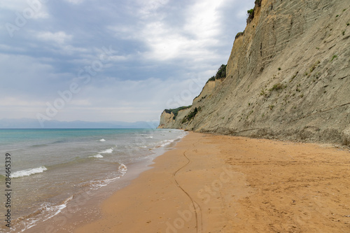 Deserted Loggas beach on Corfu island near Sidari in Greece