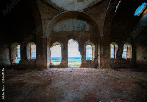 Old orthodox church ruins. Abandoned religionic building