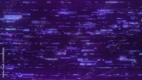 Wallpaper Mural The abstract high-tech digital background represents information transfer. Flying sideways along the bright purple flickering pixels combined into matrices randomly spaced over a dark background. Torontodigital.ca