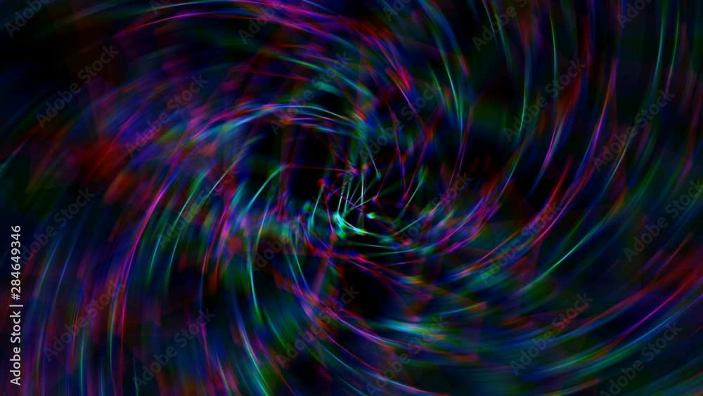 Elegant glowing bright colorful curved lines spinning. Optical illusion animated background. Elegant glowing bright colorful curved lines spinning. Optical illusion animated background.