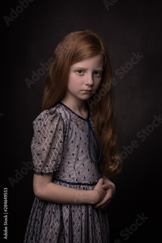 Classic ginger  girl in blue photo