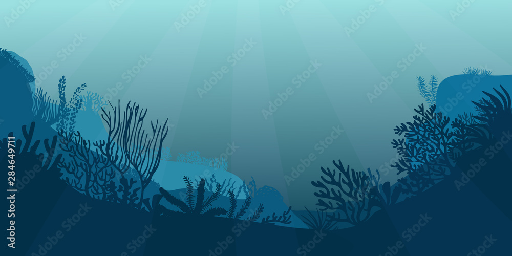 Underwater seascape scene - obrazy, fototapety, plakaty 