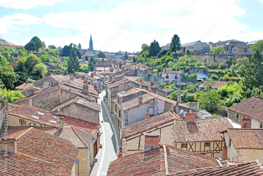 Tiled roofs of Parthenay from the castle