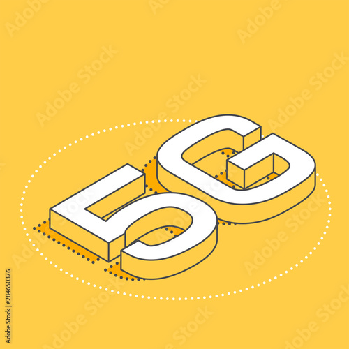 isometric vector icon on a yellow background, 5G connection, the latest standard