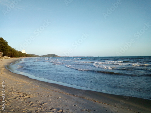 View of the sea at Mae Ramphueng Beach, Rayong Province, Thailand