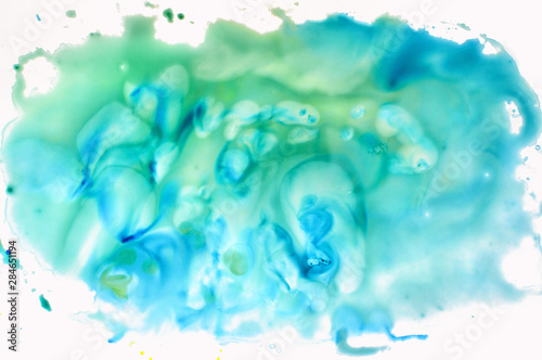 Abstract watercolor background in blue-green, aqua. For the design of postcards, wallpapers, textiles.