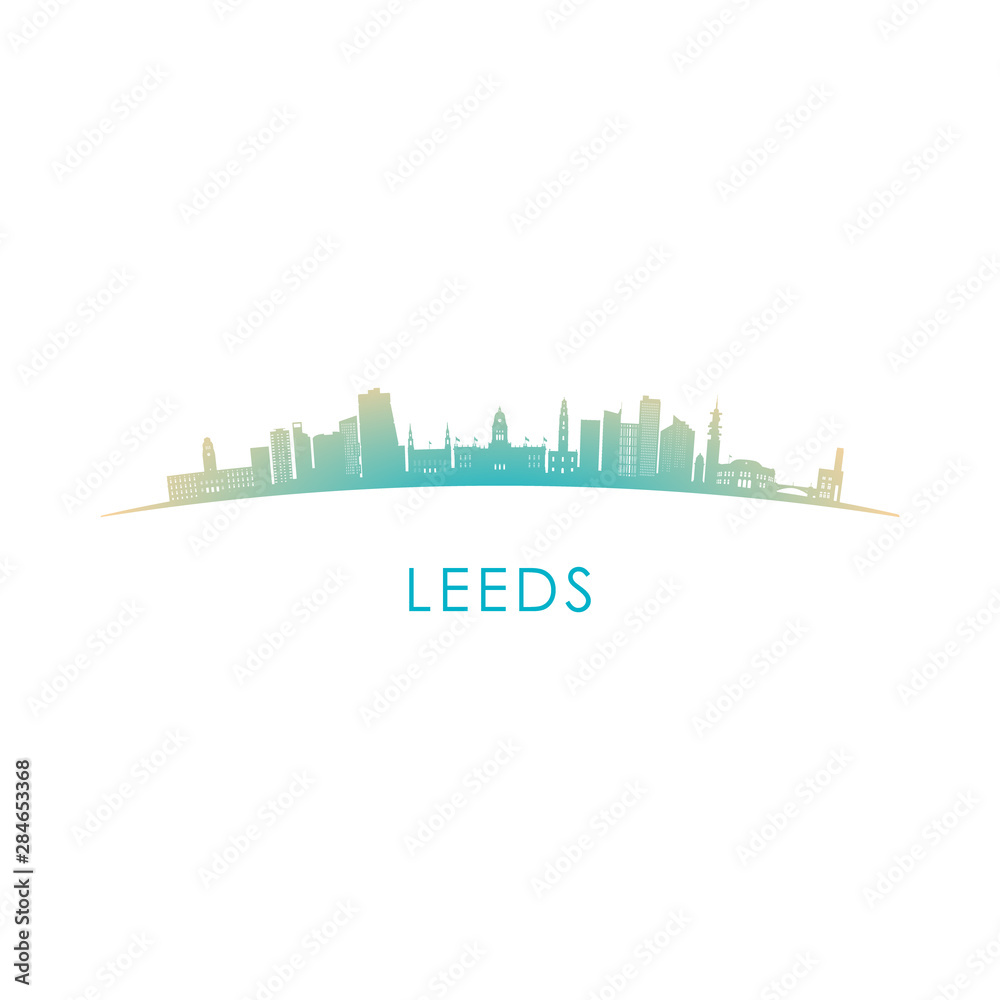 Leeds skyline silhouette. Vector design colorful illustration.