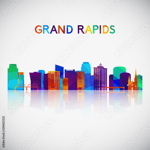 Grand Rapids skyline silhouette in colorful geometric style. Symbol for your design. Vector illustration.