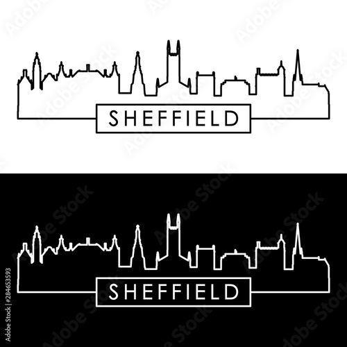 Sheffield city skyline. Linear style. Editable vector file.