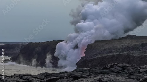 Volcanic Eruption produces smoke in Big Island Hawaii