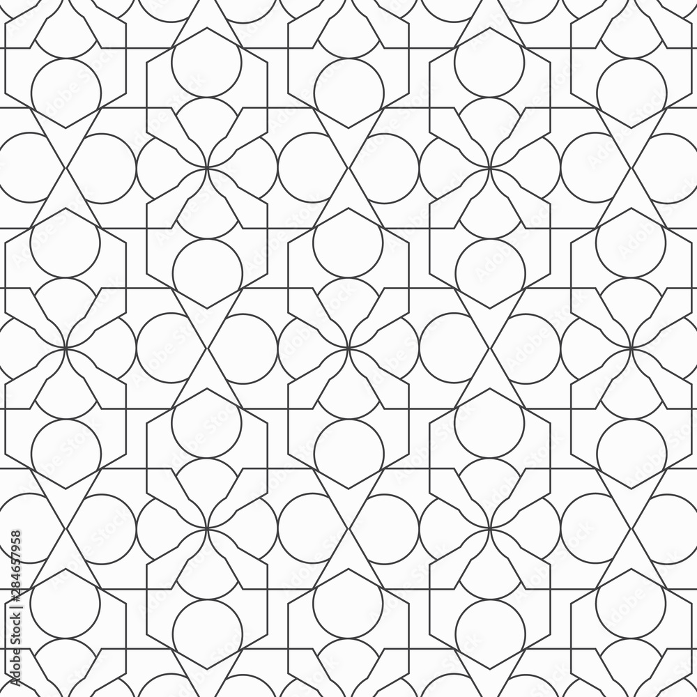 Naklejka premium Seamless linear geometric pattern. Geometric simple print. Vector repeating texture. Modern hipster swatch. Minimal styles repeating background. pattern is on swatches panel