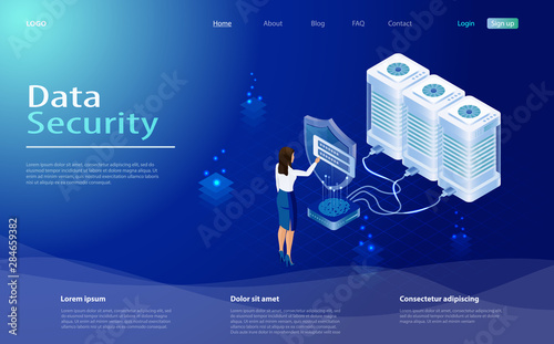 Data protection concept. Secure privacy data in internet. The protection of personal data in cloud storage. Concept with saving code and check access.