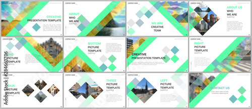 Minimal presentations design, portfolio vector templates with cubes, geometric abstract background. Multipurpose template for presentation slide, flyer leaflet, brochure cover, report, advertising.