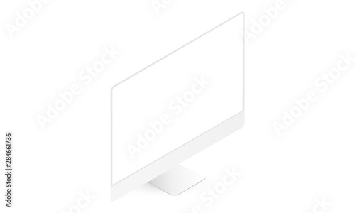 Clay computer monitor isometric mockup isolated on white background. Vector illustration