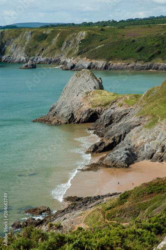 Pobbles and three cliffs  Wales, UK photo