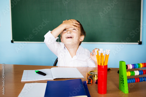 Child having a Eureka moment and Eureka concept for genius student, university education and future aspirations. Back to school concept