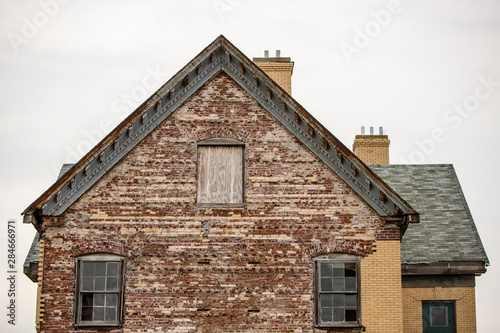 old decaying brick building details