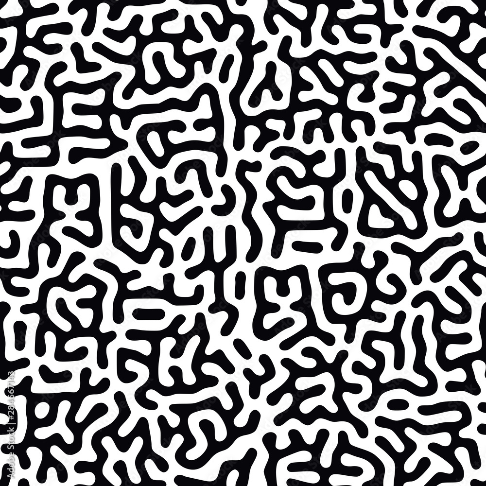 Organic background with rounded lines. Black and white vector trendy seamless pattern. Linear design.