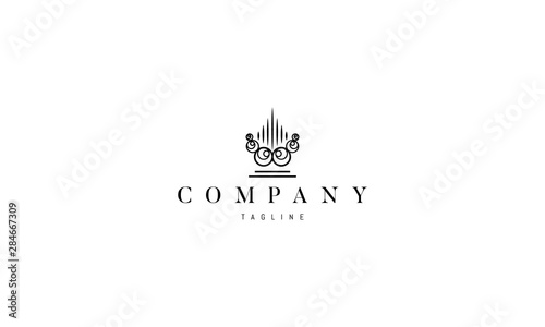 Vector logo on which an abstract image of a harp.