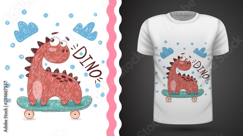 Dino sport skate - idea for print t-shirt