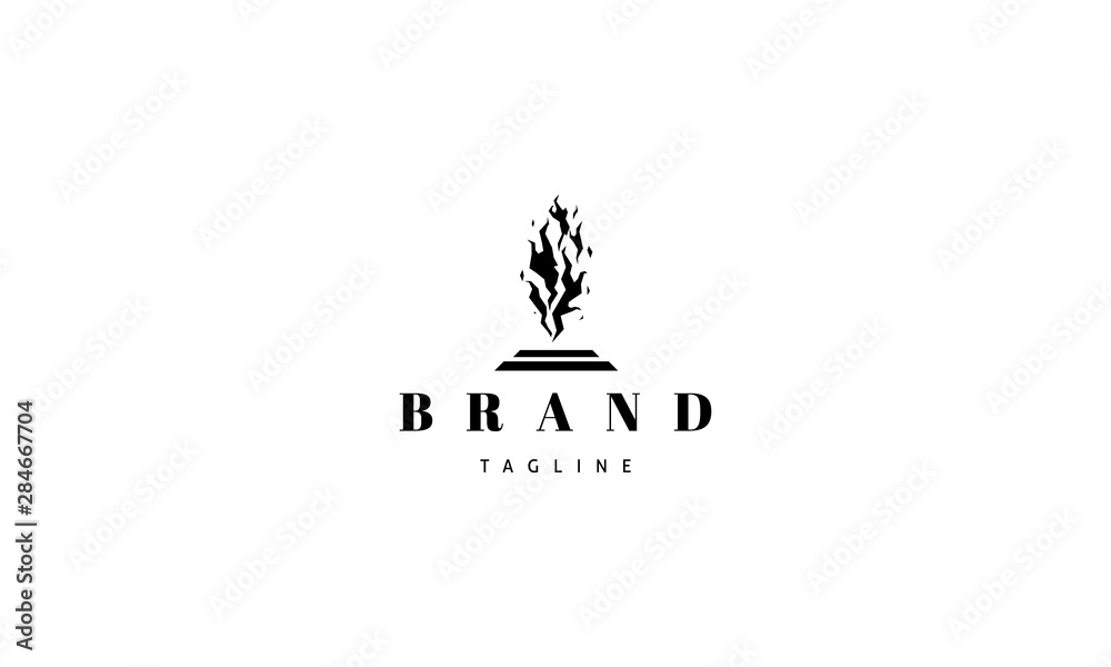 Vector logo on which an abstract image of fire on a pedestal. Vector logo on which an abstract image of fire on a pedestal.