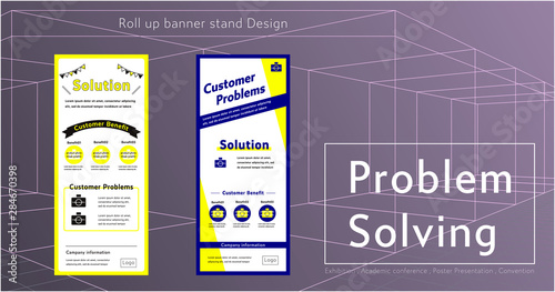 Roll up banner stand design template, Exhibition , Academic conference, Poster Presentation, Convention, MICE, problem solving, solution