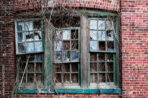 old decaying brick building details photo