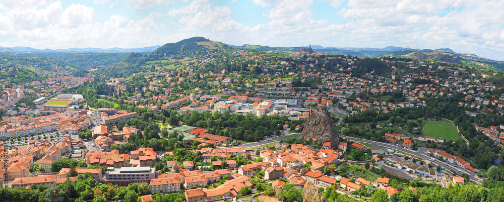 Superb panoramic view of the city of Le Puy en Velay from the rock of Notre Dame de France (Our Lady of France)