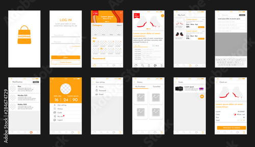 Mobile app ui kit ecommerce template
