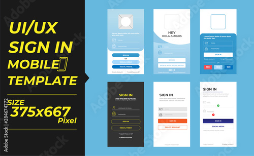 Mobile app ui kit template login screen