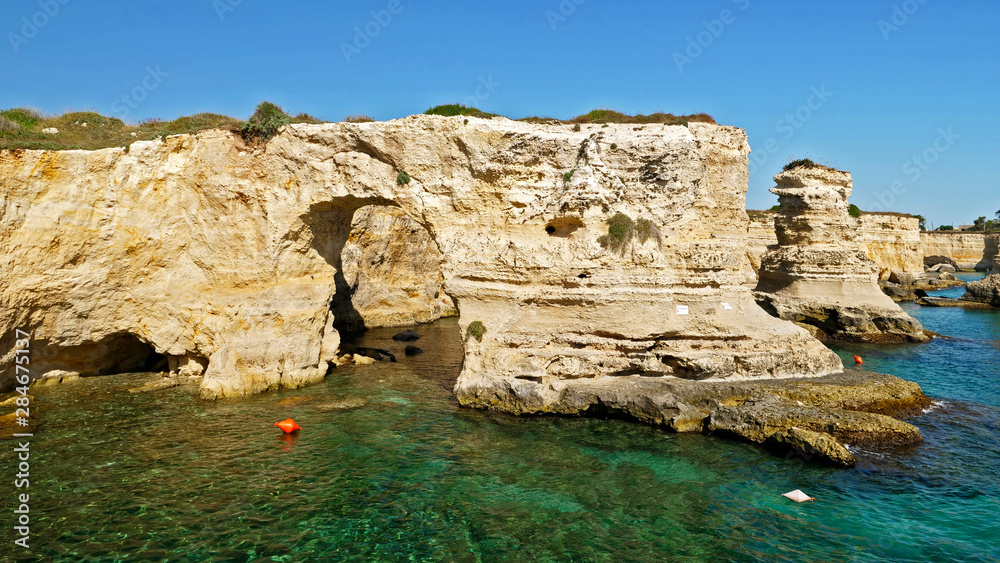 Naklejka premium Torre di Sant Andrea, Salento coast, Puglia in Italy