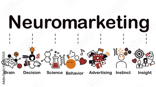 Neuromarketing icon, brain, decision, science, behavior, advertising, instinct and insight